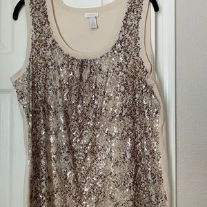 Chico’s size 2 brown sequined blouse. Excellent condition